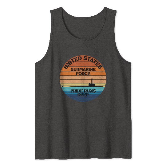 Sunset Us Submarine Force Pride Runs Deep Tank Tops