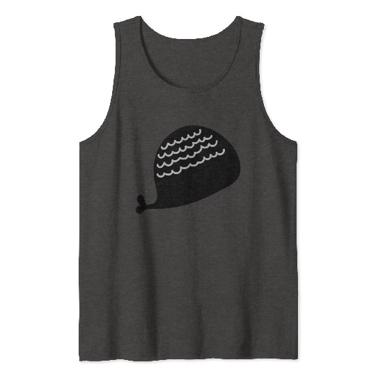Lonely Black Whale In The Ocean Tank Tops