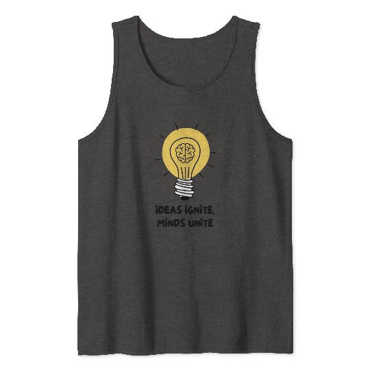 Lamp Bulb Brain Idea Yellow - Creative Spark Tank Tops