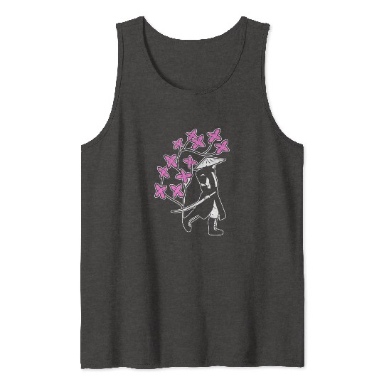 Samurai Sakura Tree Chinese Warrior Gift Tank Tops