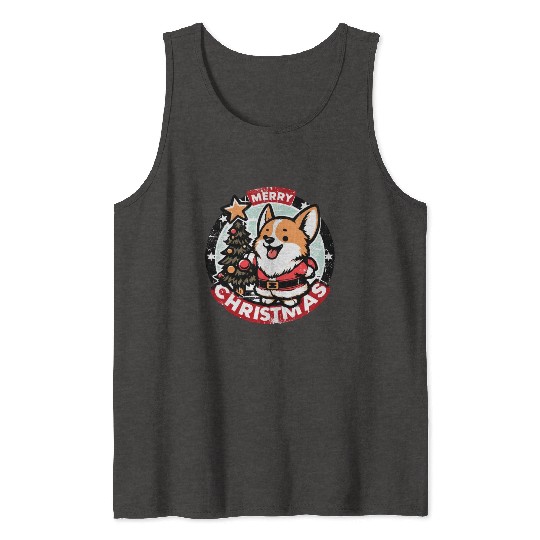 Retro Christmas Corgi Gifts For Dog Lovers Tank Tops