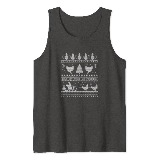 Chickens Farm Lover Ugly Christmas Themed Meme Tank Tops