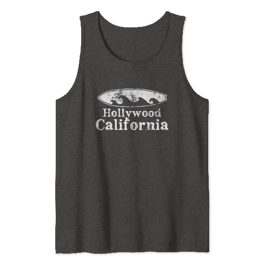 Hollywood California Surfboard Souvenirs Gifts Tank Tops