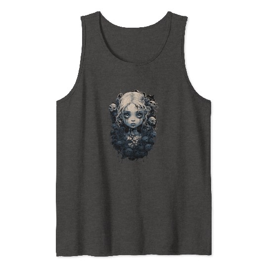 Gothic Girl Halloween Fantasy Dark Tank Tops