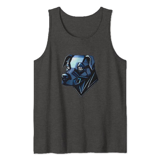 Dog Doberman Pinscher - Blue Polygons Tank Tops