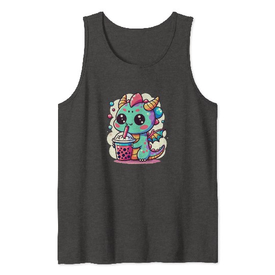 Boba Tea Dragon Kawaii Tank Tops