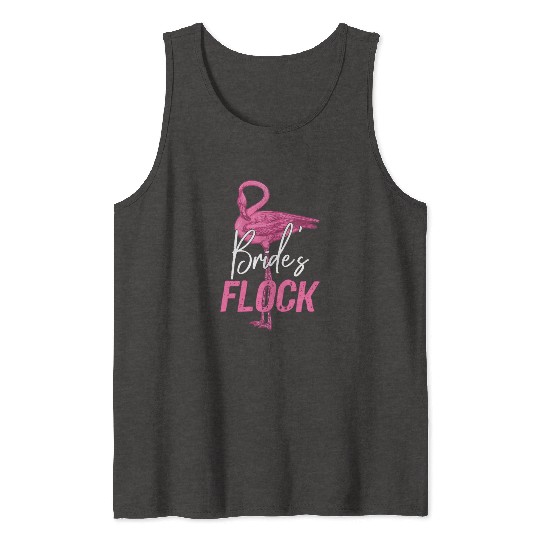 Bride's Flock, Flamingo Bridesmaid Bridal Party Tank Tops