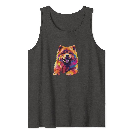 Watercolor Colorful Chow Chow Tank Tops