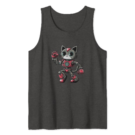 Cat Robot Cyborg Dancing Dancer Disco Tank Tops