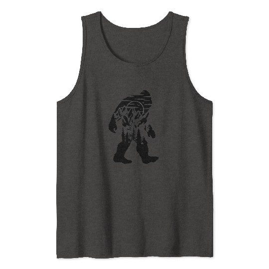 Mountain Wolf Howling Silhouette Tank Tops