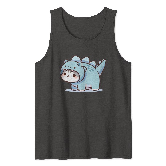 Cat in Stegosaurus Costume Tank Tops