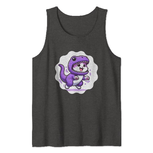 Energetic Cat in Velociraptor Costume - Playful Fe Tank Tops