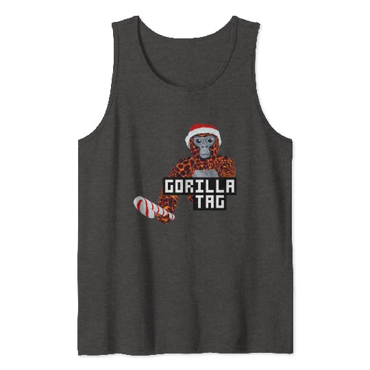 Gorilla Tag Santa Monkey Candy Cane Gorilla Tank Tops