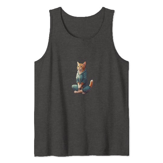 cat doing yoga in the living room Tank Tops