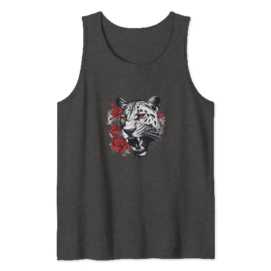 Dynamic Panther Embraces Kindness in Floral Glory Tank Tops