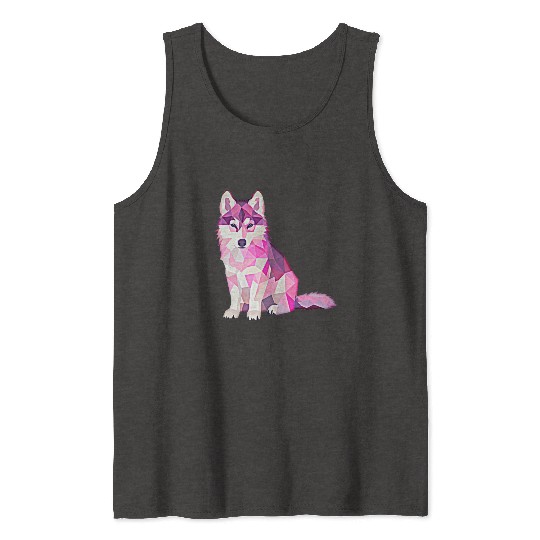 Pink Wolf Cute Baby Wolf Tank Tops