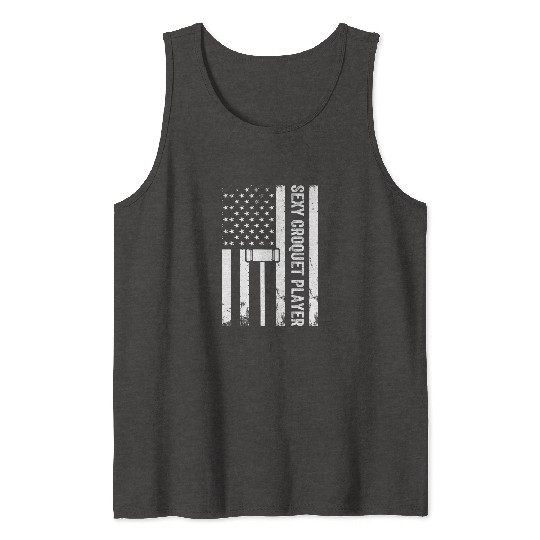 Playing Croquet US Flag Sexy Croquet Player Tank Tops