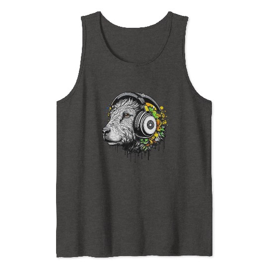 Goat wearing headphones Tank Tops