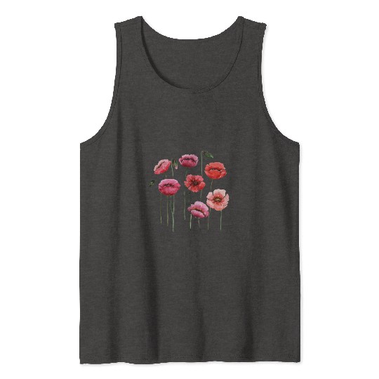 Poppies, spring bloomers, summer, flower, vintage. Tank Tops