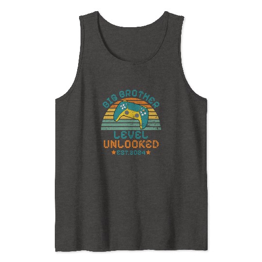 Level Unlocked Vintage Retro Gamer Big Brother Tank Tops