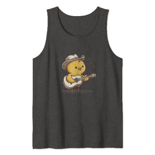 Cute Cowboy Baby Chick Playing Guitar Tank Tops