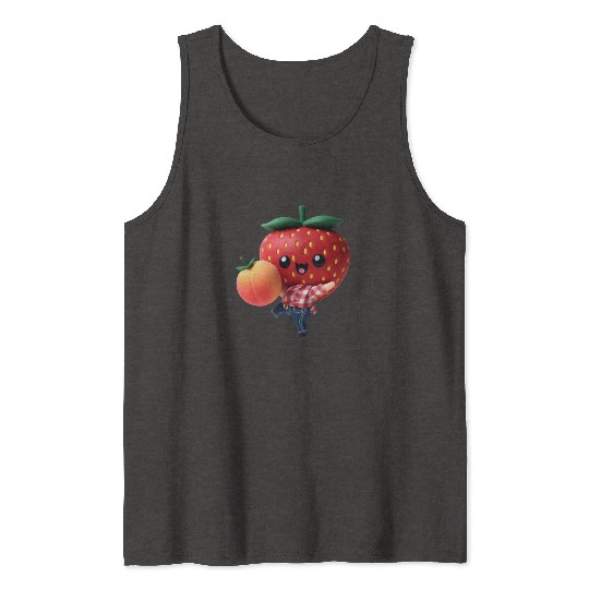 Dancing strawberry with peach Tank Tops