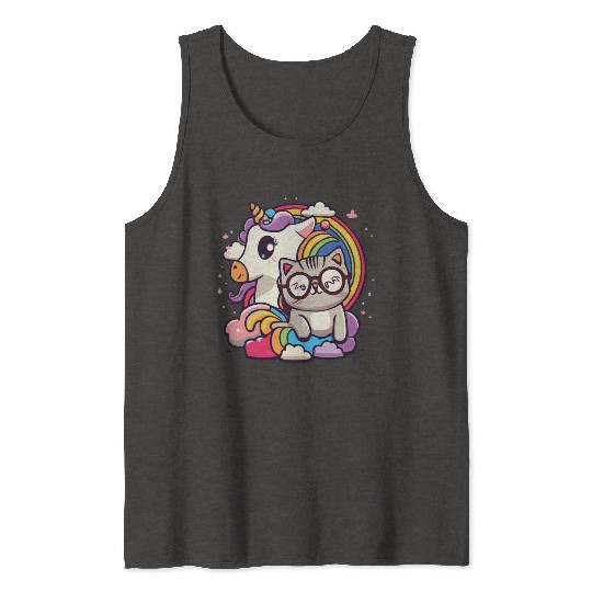 cute cat and unicorn Tank Tops