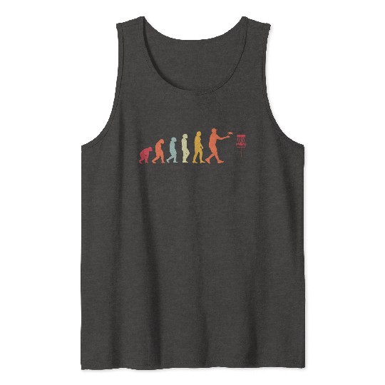Disc Golf Evolution Of Man Golfing Funny Tank Tops