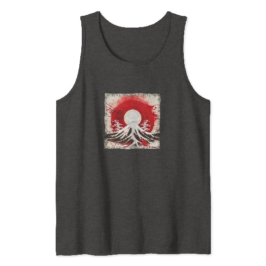 Kyoto Mountains: Flag, Volcano, and Blood Moon Tank Tops