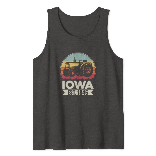 Iowa Vintage Tractor Farmer Gifts Tank Tops