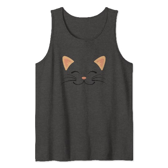 Floating Cat Face Tank Tops