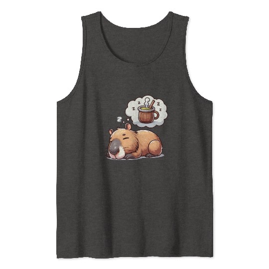 Sweet Capybara Dreaming of Yerba Mate Tank Tops