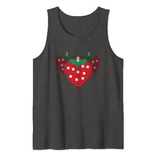 8 Bit Pixel Strawberry 80s Video Game 100 Days of Tank Tops