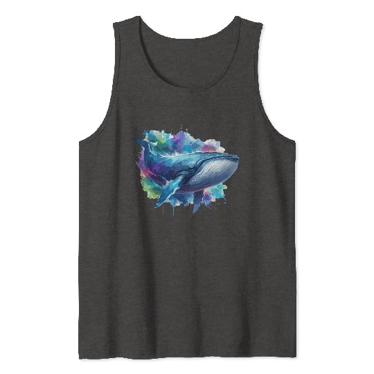 Blue Whale Colourful background Tank Tops