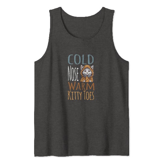 Cold Nose Warm Kitty Toes White Cat Winter Outfit Tank Tops