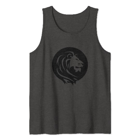 Mighty Lion Head With Mane Tattoo Style Tank Tops