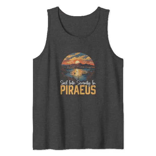Piraeus Greece Travel Vacation Europe Greek Flag Tank Tops