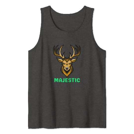 Black and Yellow Illustrative Deer Animal Logo Tank Tops
