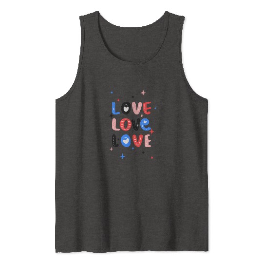 White Red Pink Light Blue Black Bold Valentine Tank Tops