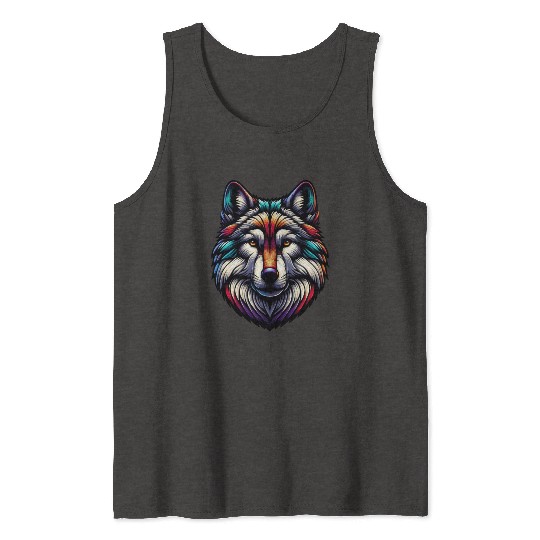 Vivid Abstract Wolf Tank Tops