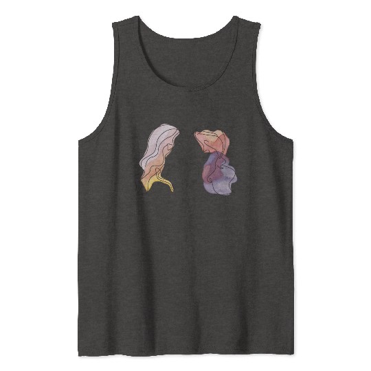 Lesbian Couple Simple Minimalistic Drawing Tank Tops