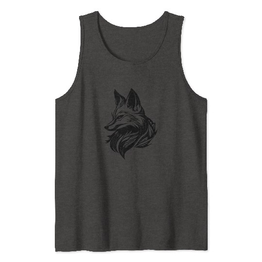 Elegant Cunning Fox In Tattoo Ink Tank Tops