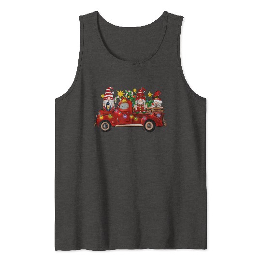 Three Gnomes In Red Truck Tank Tops