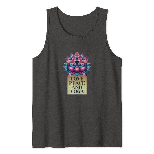 Vibrant Lotus Illustration Tank Tops