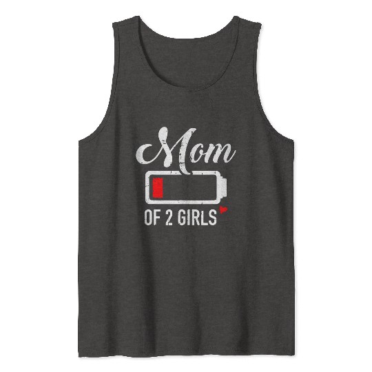 Mom Of 2 Girls Low Battery Tank Tops