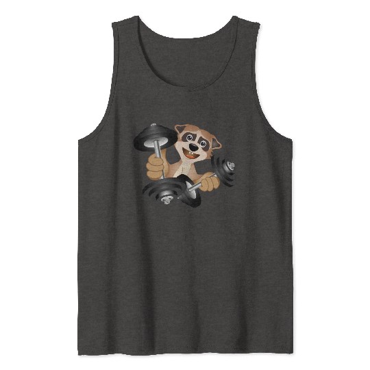 Bodybuilder meerkat with dumbbells training Tank Tops