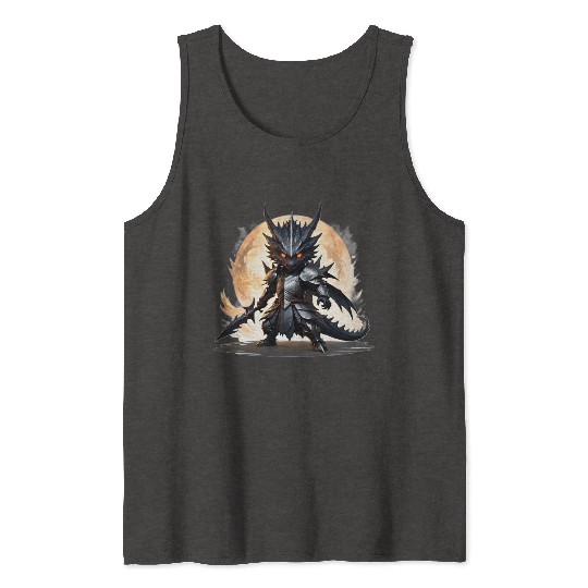 Chibi dragonwarrior Battle Pose in Full armor Tank Tops