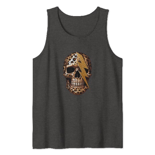 skull with leopard animal print Tank Tops