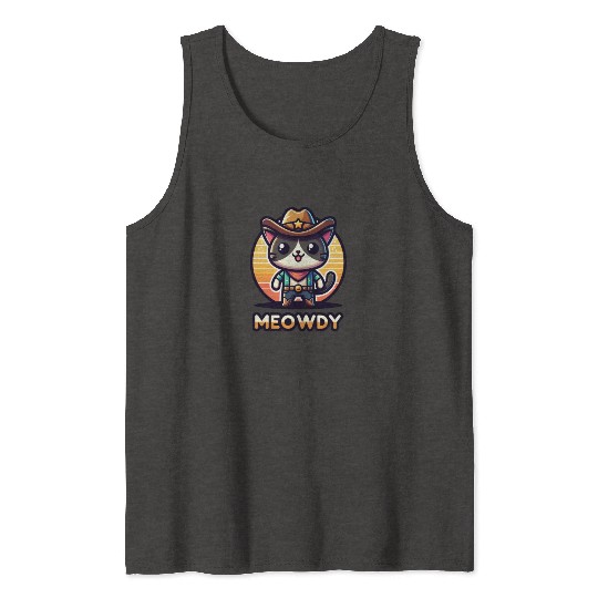 Cute Meowdy Cat Cowboy Pun Tank Tops