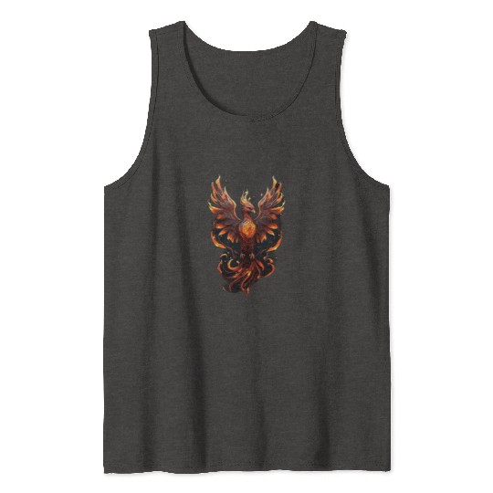 Fiery Phoenix Tattoo Design - Flight of Rebirth Tank Tops